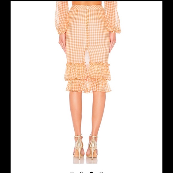 LPA Orange Gingham Maxi Skirt - Picture 3 of 4